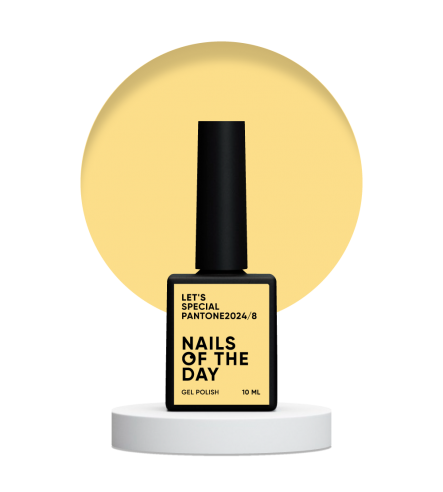 NAILSOFTHEDAY Let's special Pantone2024/8 — dusty yellow gel nail polish covering two thin layers, 10 ml