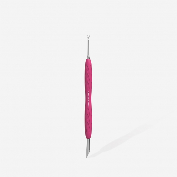 Manicure pusher Gummy with silicone handle UNIQ 11 TYPE 2 (beveled and loop pusher)-PQ11/2