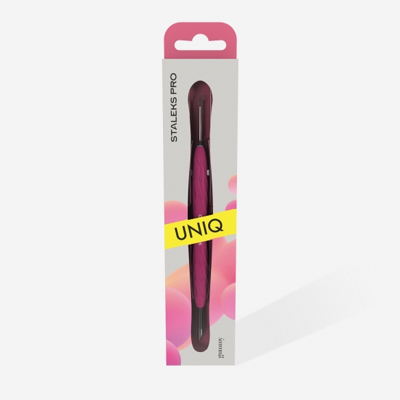 Manicure pusher Gummy with silicone handle UNIQ 11 TYPE 2 (beveled and loop pusher)-PQ11/2