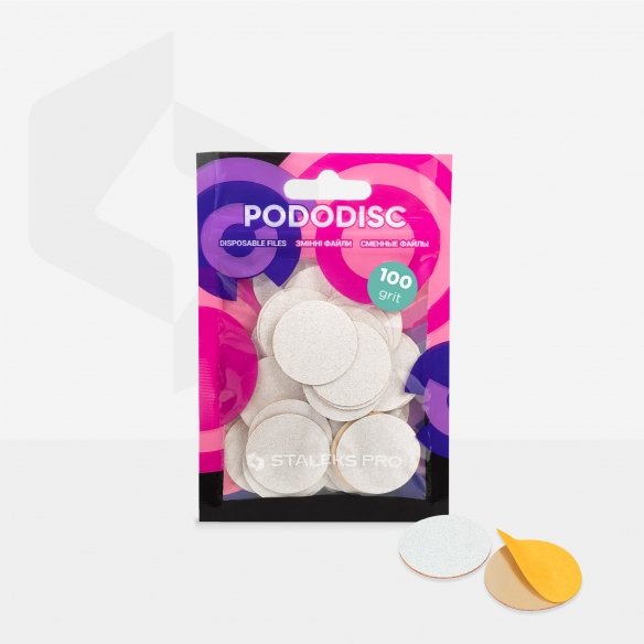 Disposable white files for pedicure disc PODODISC L EXPERT 100 grit (50 pcs)- PDF-25-100w