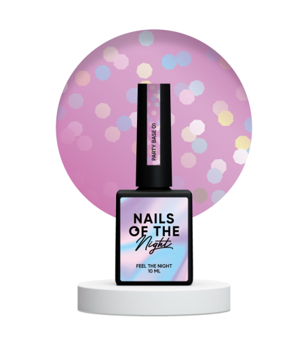 NAILSOFTHENIGHT Party base 01 – neon purple base with holographic hexagons, 10 ml