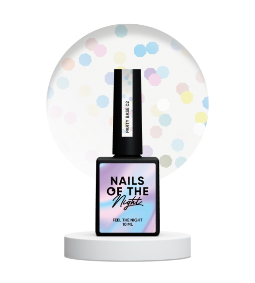NAILSOFTHENIGHT Party base 02 – milk base with holographic hexagons, 10 ml