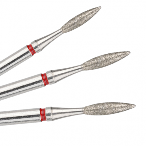 Cuticle Drill Bit, Diamond Flame Red, 2x8mm