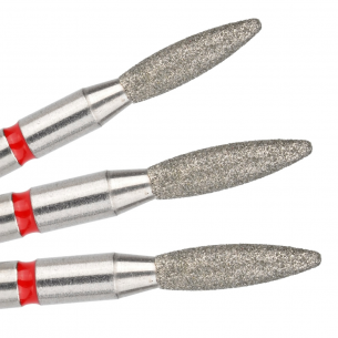 Cuticle Drill Bit, Diamond Flame Red, 2.3x8mm 2