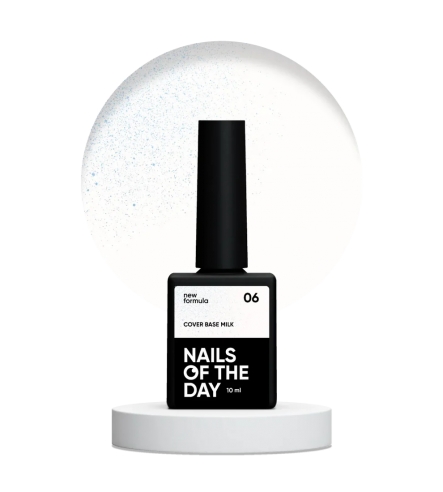 NAILSOFTHEDAY Cover base milk shimmer 06 - milk camouflage base with silver shimmer for nails, 10 ml