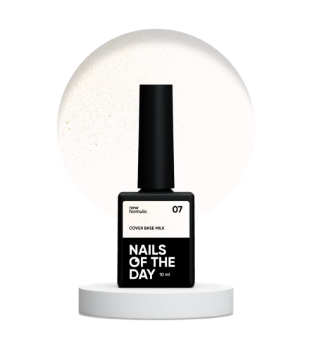 NAILSOFTHEDAY Cover base milk shimmer 07 - milk camouflage base with silver shimmer for nails, 10 ml