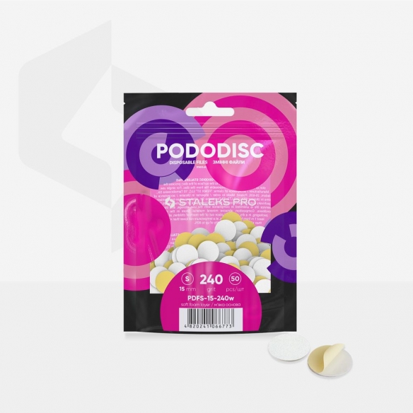 Staleks Disposable white files on soft foam layer for pedicure disc PODODISC S EXPERT 240grit (50 pcs)- PDFS-15-240w