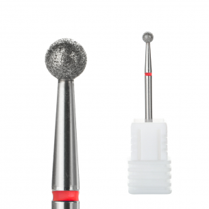 Cuticle Drill Bit, Diamond Ball Red, 3.4 mm, DD2364D