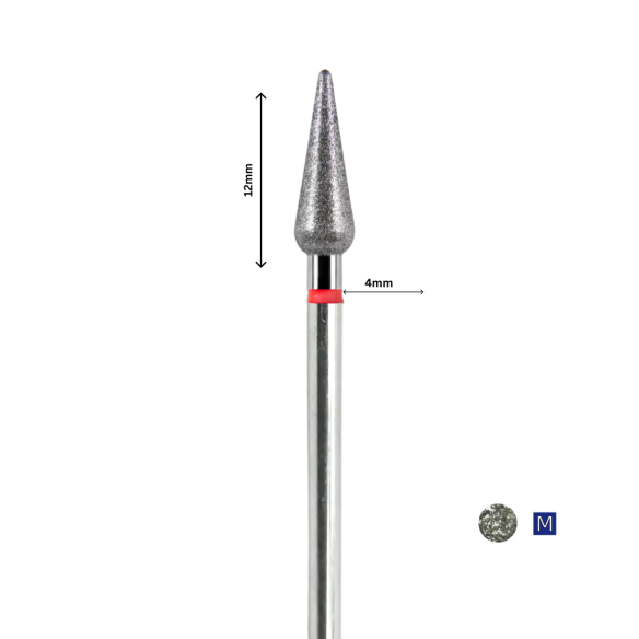 Diamond Nail Drill Bit, Cone Red, 4x12 mm