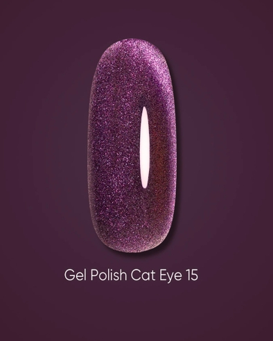 Dark gel polish Cat Eye 15, 6 ml