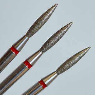 Cuticle Drill Bit, Diamond Flame Red, 2.3 x10 mm DD231060FD 2