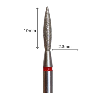 Cuticle Drill Bit, Diamond Flame Red, 2.3x10 mm DD231060FD 2