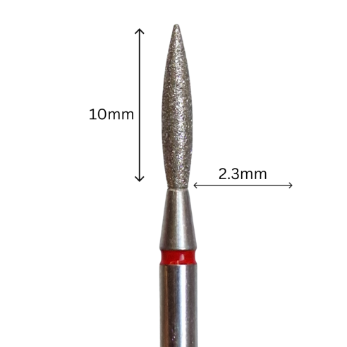 Cuticle Drill Bit, Diamond Flame Red, 2.3x10 mm...