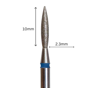 Cuticle Drill Bit, Diamond Flame Blue, 2.3 x10 mm DD231060MD