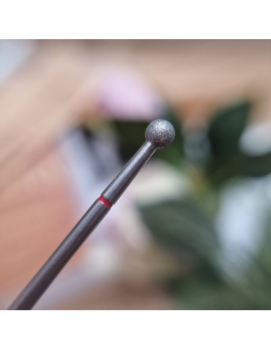 Cuticle Drill Bit, Diamond Ball Red, 5 mm