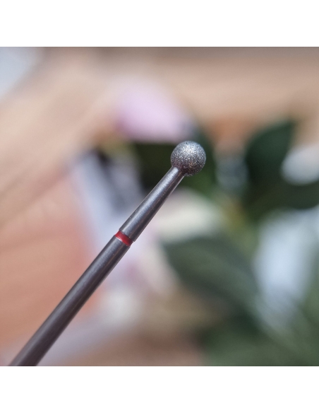 Cuticle Drill Bit, Diamond Ball Red, 5 mm