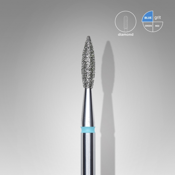 Staleks Diamond Nail Drill Bit, Pointed Flame Blue, Head Diameter 2.1 mm, Working Part 8 mm