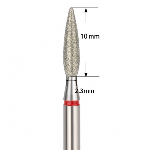 Cuticle Drill Bit, Diamond Flame Red, 2.3x10mm