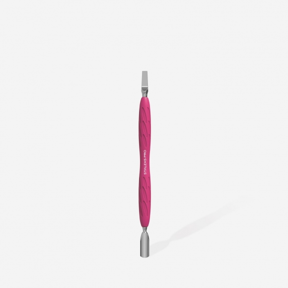 Manicure pusher with silicone handle “Gummy” UNIQ 10 TYPE 5 (narrow rounded pusher + wide blade)