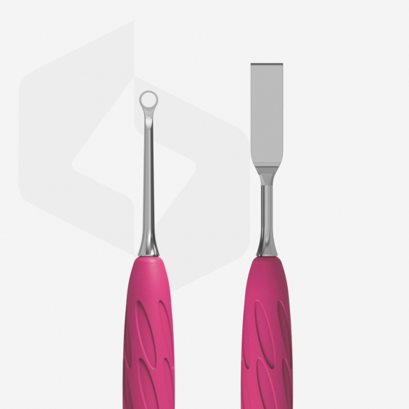 Manicure pusher with silicone handle “Gummy” UNIQ 11 TYPE 1 (flat straight pusher + ring)