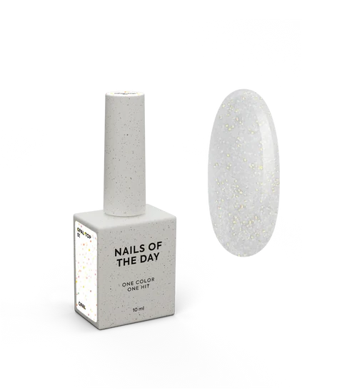 NAILSOFTHENIGHT Opal Top 01 — Top coat with opal glitter on a transparent base, no sticky layer and no UV filters for nails, 10 ml