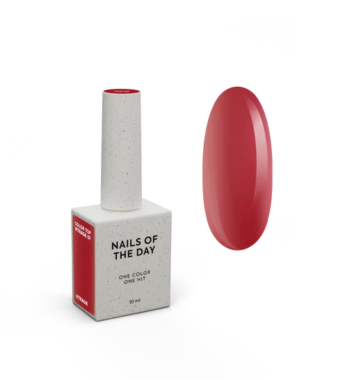 NAILSOFTHEDAY Color Top Vitrage 07 — Deep burgundy semi-transparent non-sticky top coat for nails, 10 ml.