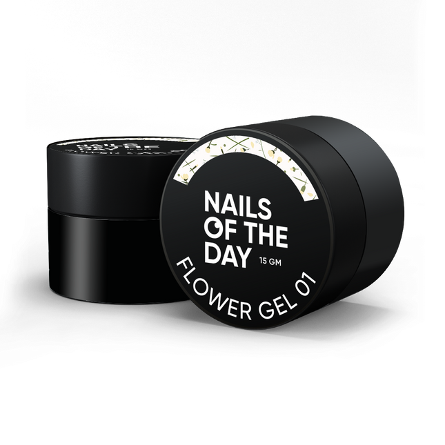 NAILSOFTHEDAY Builder gel Flower 01 — transparent building gel with dry flowers for nails, 15 ml