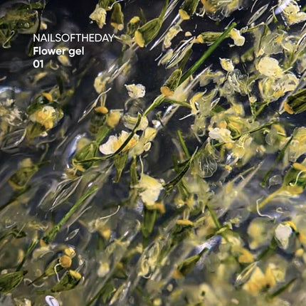 NAILSOFTHEDAY Builder gel Flower 01 — transparent building gel with dry flowers for nails, 15 ml