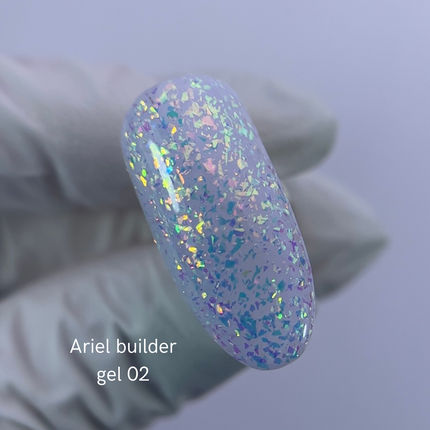 NAILSOFTHENIGHT Ariel gel 02 — building gel with multi-colored yuki flakes for nails, 15 g