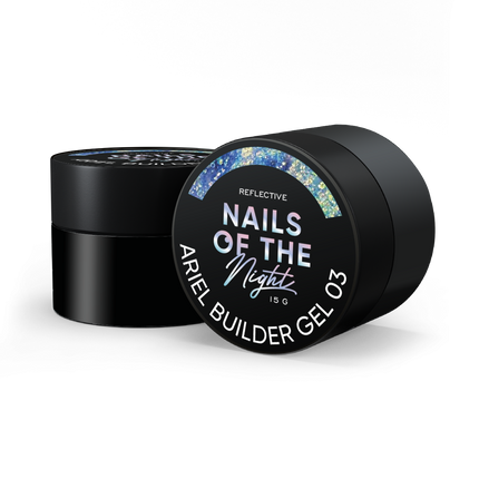 NAILSOFTHENIGHT Ariel gel 03 — building gel with multi-colored yuki flakes for nails, 15 g