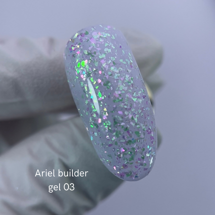 NAILSOFTHENIGHT Ariel gel 03 — building gel with multi-colored yuki flakes for nails, 15 g