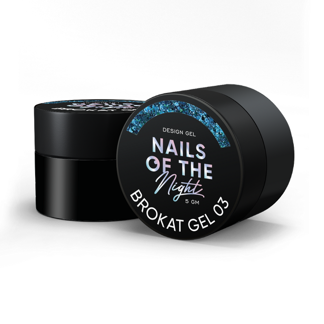 NAILSOFTHENIGHT Brokat gel 03 — design gel with multi-colored brocade and glitter for nails, 5 gm