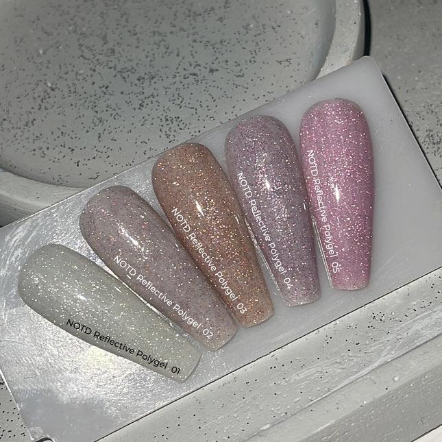 NAILSOFTHENIGHT Reflective Polygel 05 — pink liquid reflective polygel of a new formula for nails, 15 ml