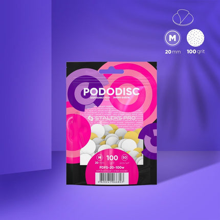 Disposable files on a soft base for pedicure disc Pododisc Staleks Pro M, 100 grit (50 pcs) - PDFS-20-100w