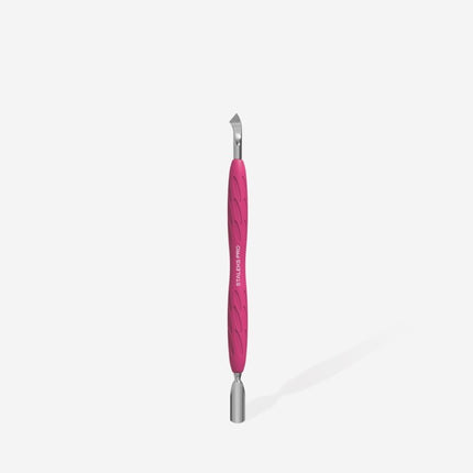 Manicure pusher Gummy with silicone handle UNIQ 10 TYPE 4.2 (rounded narrow pusher and bent blade)- PQ-10/4.2
