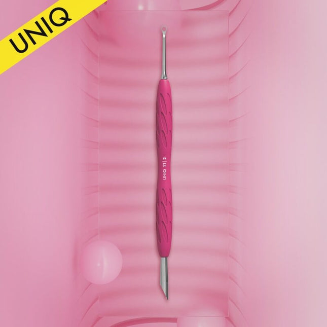 Manicure pusher Gummy with silicone handle UNIQ 11 TYPE 2 (beveled and loop pusher)-PQ11/2