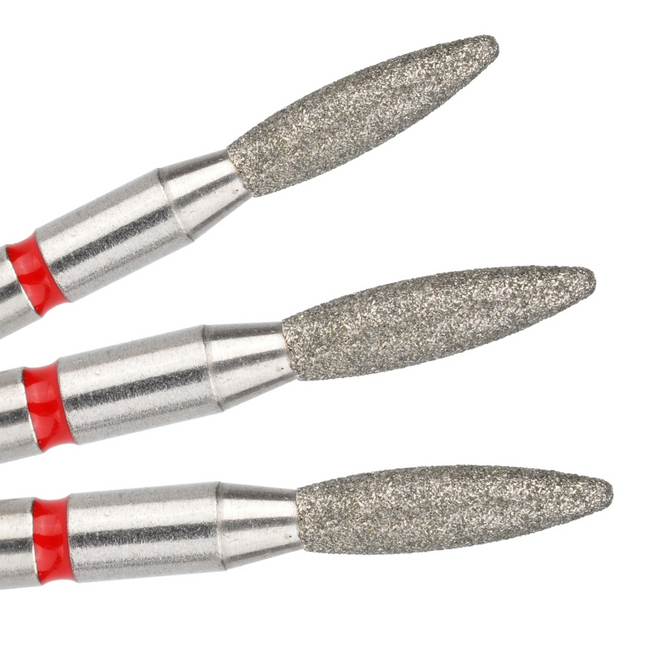 Cuticle Drill Bit, Diamond Flame Red, 2.3x8mm