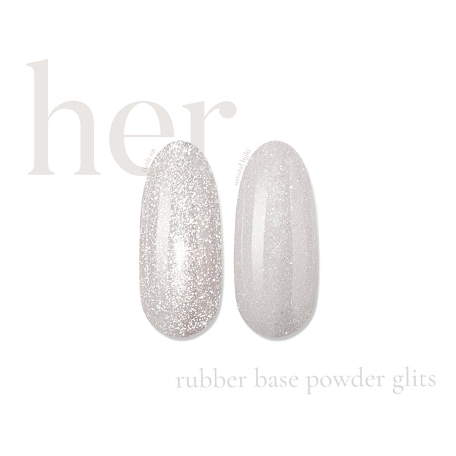 Rubber Base POWDER GLITS, 12ml, HER