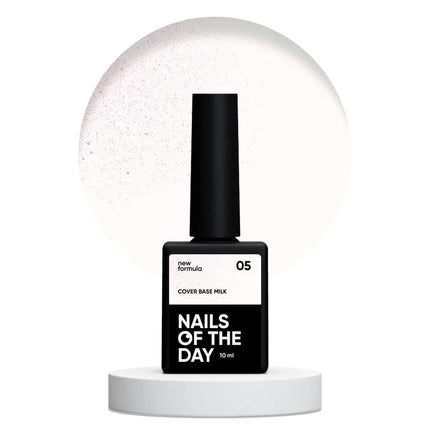 NAILSOFTHEDAY Cover base milk shimmer 05 - milk camouflage base with silver shimmer for nails, 10 ml