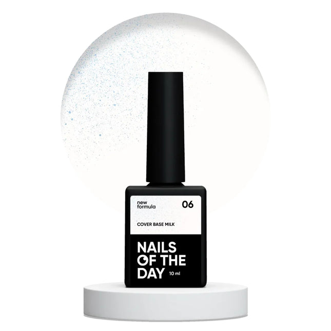 NAILSOFTHEDAY Cover base milk shimmer 06 - milk camouflage base with silver shimmer for nails, 10 ml