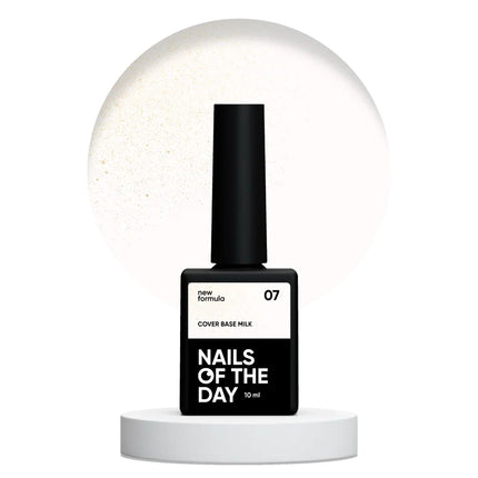 NAILSOFTHEDAY Cover base milk shimmer 07 - milk camouflage base with silver shimmer for nails, 10 ml