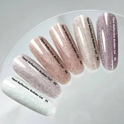 NAILSOFTHEDAY Opal Reflective builder gel 04, cold nude builder gel with opal shine and reflective parts, 15 g