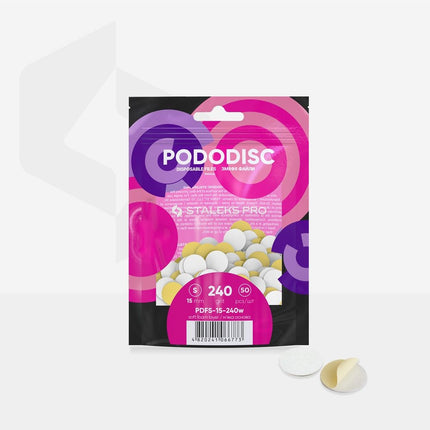 Staleks Disposable white files on soft foam layer for pedicure disc PODODISC S EXPERT 240grit (50 pcs)- PDFS-15-240w
