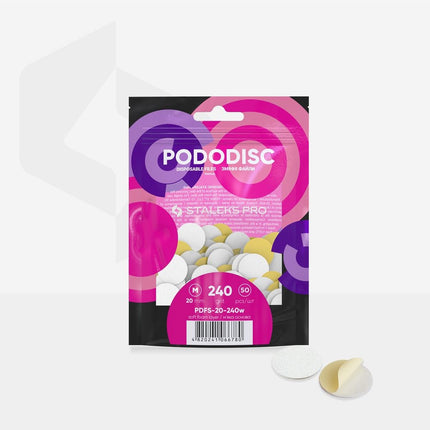Disposable files on a soft base for pedicure disc Pododisc Staleks Pro M, 240 grit (50 pcs) - PDFS-20-240w