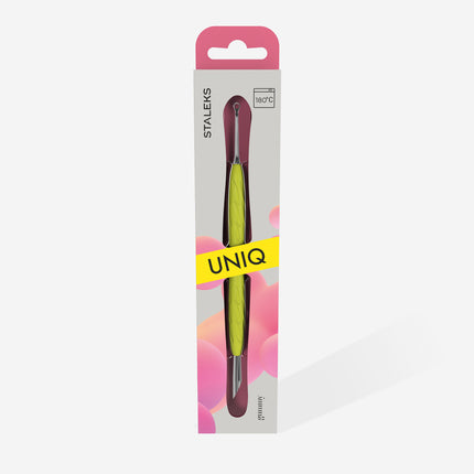 Manicure pusher Gummy with silicone handle UNIQ 11 TYPE 2 (beveled and loop pusher)-PQ11/2