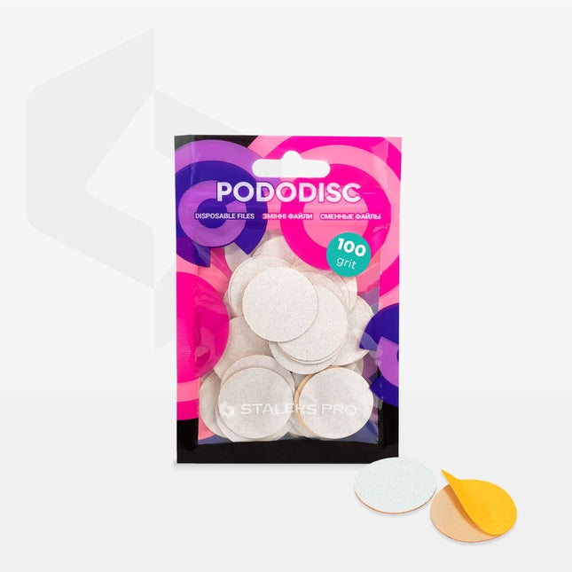 Staleks Disposable white files for pedicure disc PODODISC L EXPERT 100 grit (50 pcs)