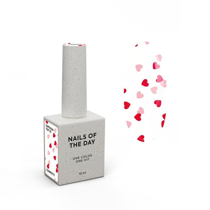 NAILSOFTHEDAY Kupidon top 01 — glossy top without a sticky layer with red and pink hearts, 10 ml