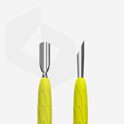 Manicure pusher with silicone handle “Gummy” UNIQ 10 TYPE 2 (narrow rounded pusher + slanted pusher)