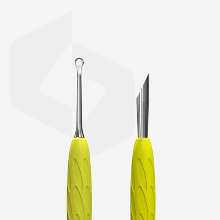 Manicure pusher Gummy with silicone handle UNIQ 11 TYPE 2 (beveled and loop pusher)-PQ11/2