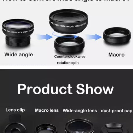 Universal Professional Clip On HD Macro Phone Lens Black